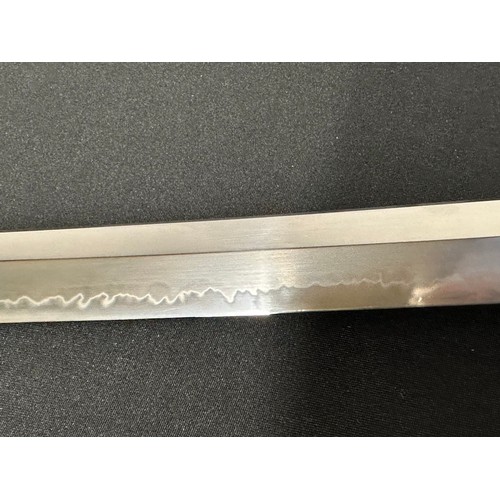 2091 - Japanese Katana Sword with single edged blade with very good Hamon line 676mm in length. Two holes t... 