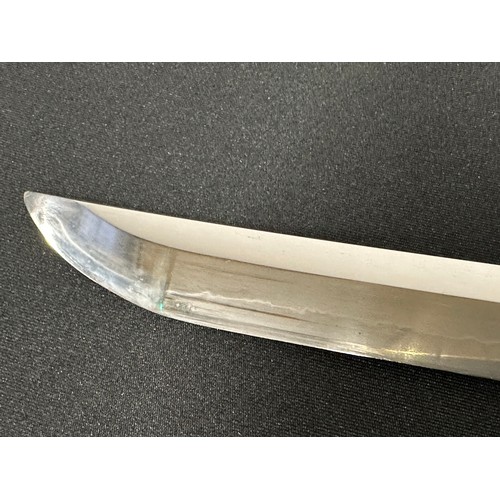 2091 - Japanese Katana Sword with single edged blade with very good Hamon line 676mm in length. Two holes t... 