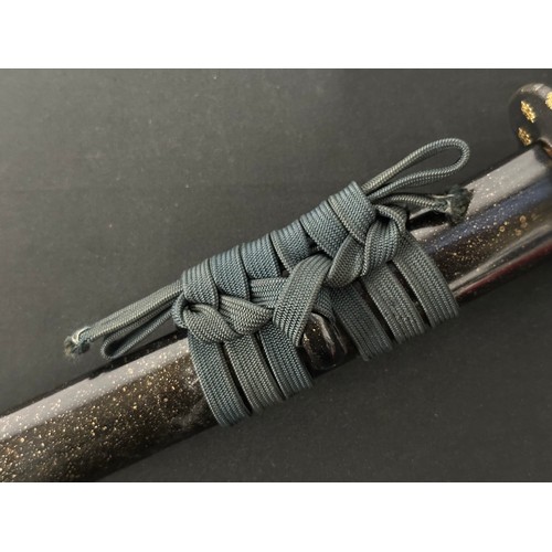 2091 - Japanese Katana Sword with single edged blade with very good Hamon line 676mm in length. Two holes t... 