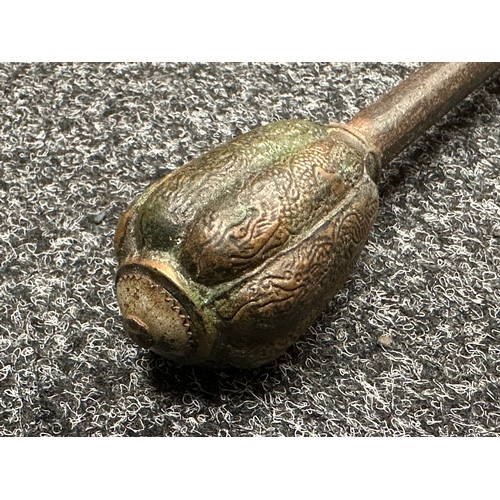 2092 - Japanese Samurai Tetsubo Metal Mace. 516mm in length. Wooden handle with Bronze fittings.