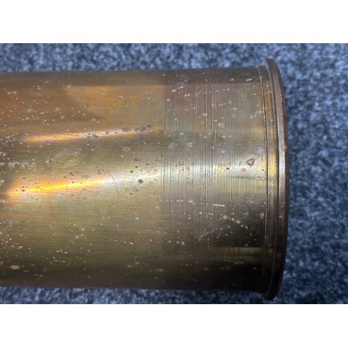 2111 - WW1 British 4 inch 50 Cal Naval Brass Shell Case. Maker marked 