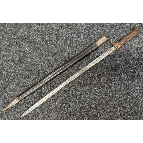 2128 - Imperial German M1898 n/A Mauser Bayonet with single edged fullered blade 512mm long blade. Maker ma... 