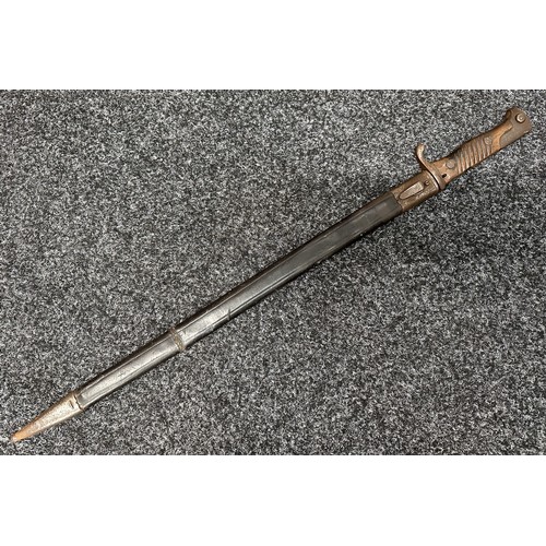 2128 - Imperial German M1898 n/A Mauser Bayonet with single edged fullered blade 512mm long blade. Maker ma... 