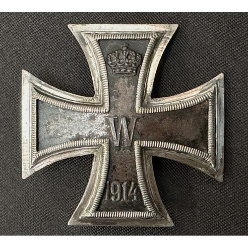 2129 - WW1 Imperial German Iron Cross 1st Class 1914. Silvered brass three part construction. No makers mar... 