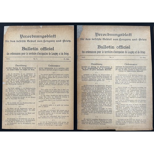 2130 - WW1 Imperial German Documentation comprising of Official Bulletins to the French Population of Longw... 