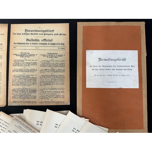 2130 - WW1 Imperial German Documentation comprising of Official Bulletins to the French Population of Longw... 