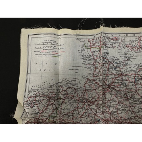 2135 - WW2 British RAF Silk Escape Map of Germany. Code letter A. Single Sided Map.