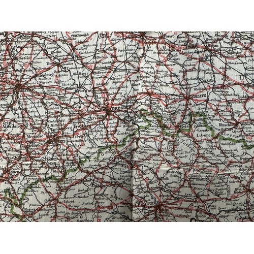 2135 - WW2 British RAF Silk Escape Map of Germany. Code letter A. Single Sided Map.