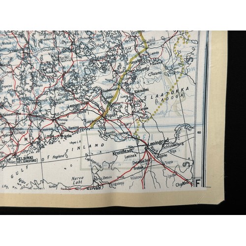 2141 - WW2 British RAF Escape and Evasion Silk Map F/G Scandinavia & The Baltic.