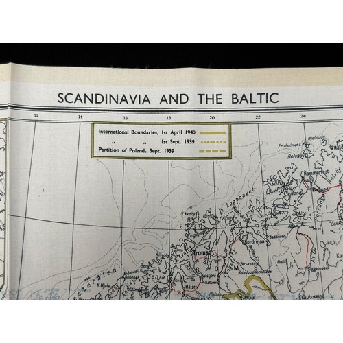 2142 - WW2 British RAF Escape and Evasion Silk Map F/G Scandinavia & The Baltic.