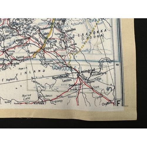 2142 - WW2 British RAF Escape and Evasion Silk Map F/G Scandinavia & The Baltic.