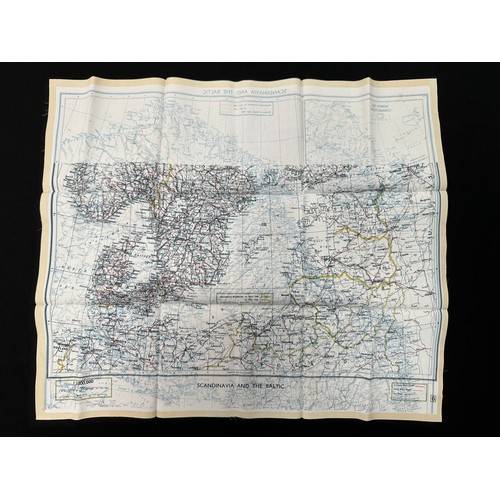 2142 - WW2 British RAF Escape and Evasion Silk Map F/G Scandinavia & The Baltic.