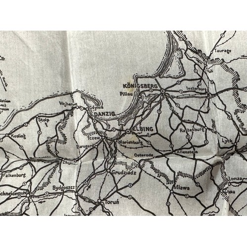 2145 - WW2 British RAF Silk Escape and Evasion Map of Germany, single sided, ref 9U.