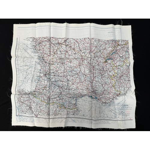 2147 - WW2 British RAF Silk Escape Map of France double sided code letter C/D.