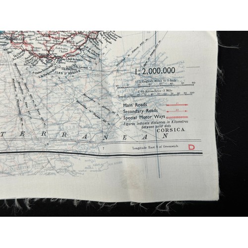 2147 - WW2 British RAF Silk Escape Map of France double sided code letter C/D.