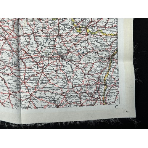 2148 - WW2 British RAF Silk Escape Map of France double sided code letter C/D.