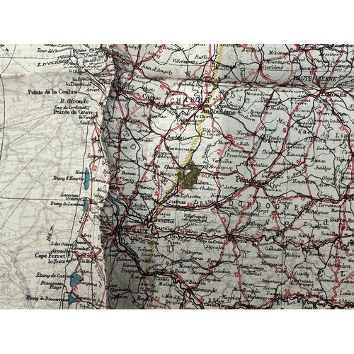 2148 - WW2 British RAF Silk Escape Map of France double sided code letter C/D.