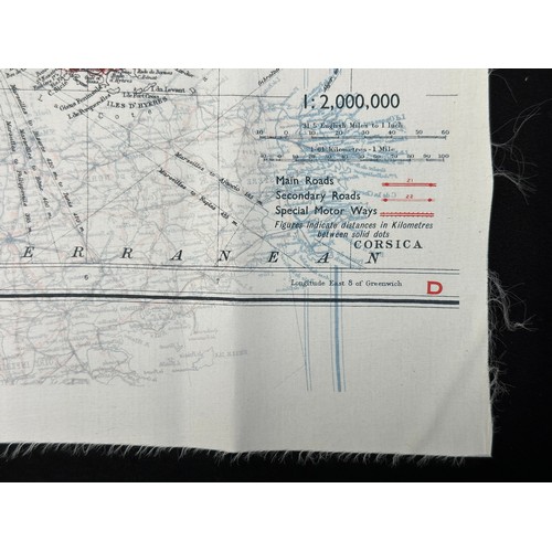 2150 - WW2 British RAF Silk Escape Map of France double sided code letter C/D.