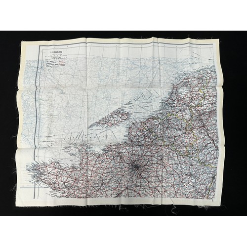 2150 - WW2 British RAF Silk Escape Map of France double sided code letter C/D.