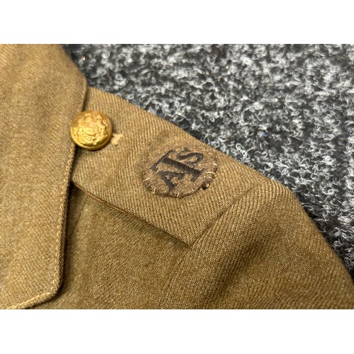 2154 - WW2 British Jacket Serge ATS 1941 Pattern Service Dress Jacket with Rayon ATS Corps Colours Lanyard,... 