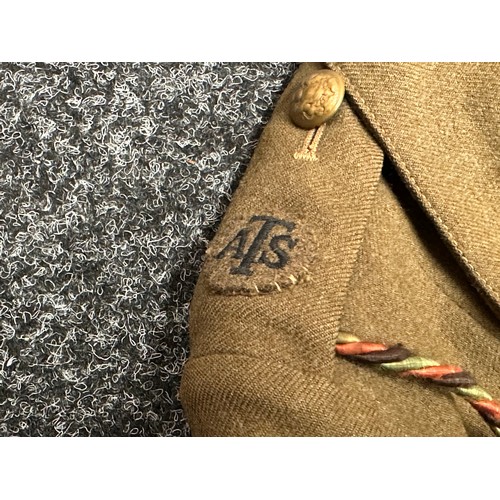 2154 - WW2 British Jacket Serge ATS 1941 Pattern Service Dress Jacket with Rayon ATS Corps Colours Lanyard,... 