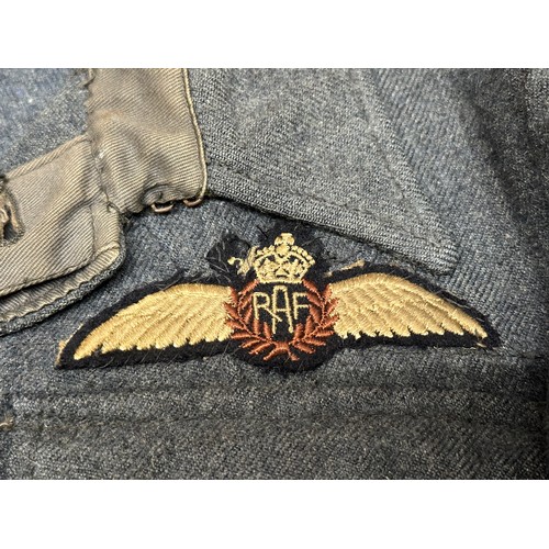 2155 - WW2 British RAF Sgt Pilot's Battledress Blouse. Pilots wings are crudely senw in place. Machine wove... 