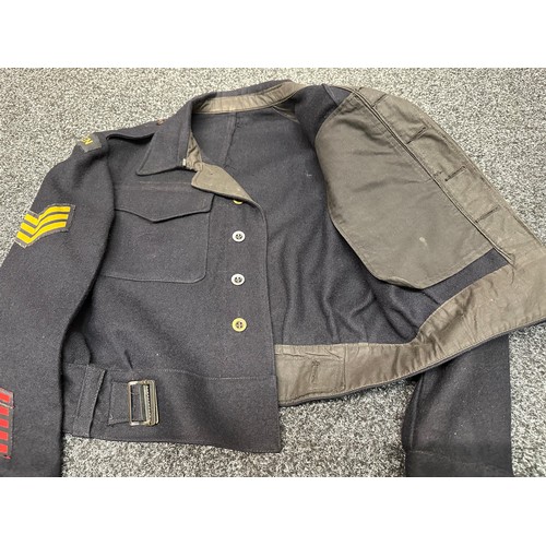 2156 - WW2 Blouse ARP 57 with printed Warden shoulder titles. Printed Sgt's stripes to sleeves. Embroidered... 