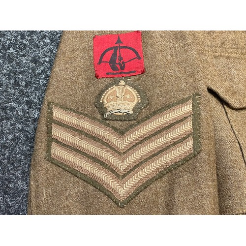 2159 - WW2 British Home Guard Battledress Blouse complete with all originally sewn insignia for a Staff Sgt... 