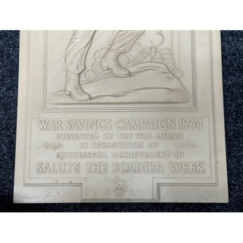 2161 - WW2 British War Savings Campaign 1944 Bakelite Plaque. Presented by the War Office in recognition of... 