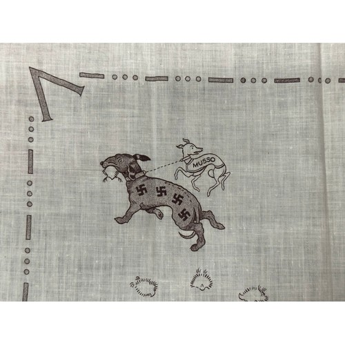 2162 - WW2 American Propaganda Printed Cotton Handkerchief. Approx. size 43cm square. Border with V for Vic... 