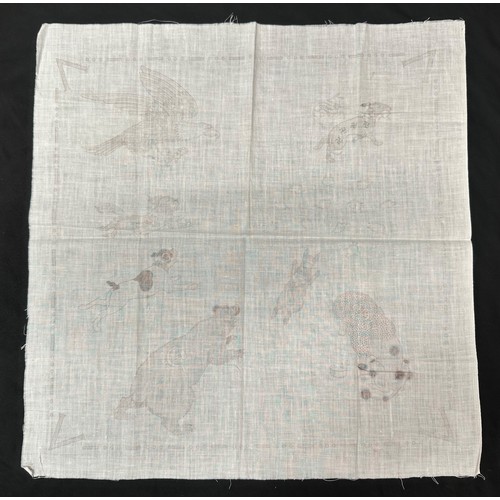 2162 - WW2 American Propaganda Printed Cotton Handkerchief. Approx. size 43cm square. Border with V for Vic... 