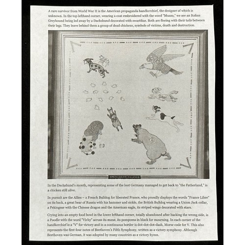 2162 - WW2 American Propaganda Printed Cotton Handkerchief. Approx. size 43cm square. Border with V for Vic... 