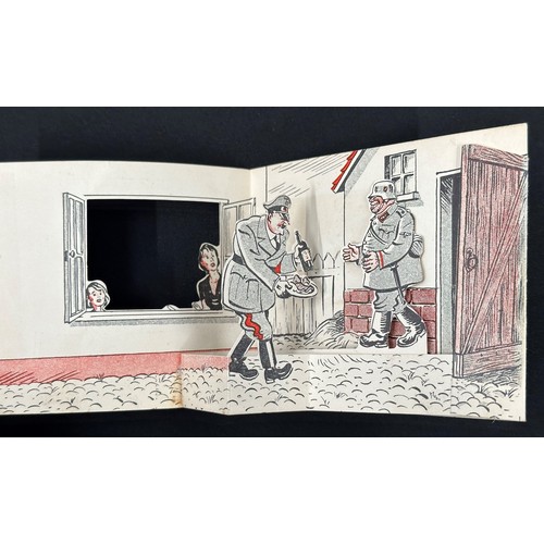 2163 - WW2 Rare British Animated Propaganda Card printed in French which opens out to show a figure of Hitl... 