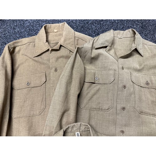 2171 - WW2 US Army Enlisted Men's Wool Shirts x 3 and Enlisted Man's Tan Coloured Tie: Shirt with lable to ... 