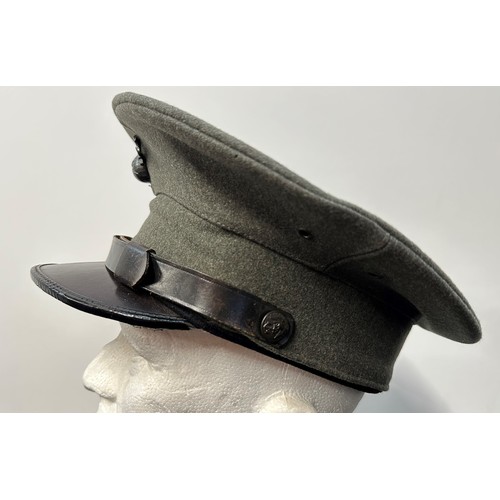 2177 - WW2 United States Marine Corps Enlisted Man's Visor Cap in Forest Green Wool. Complete with USMC cap... 