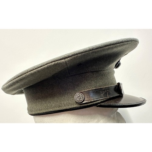 2177 - WW2 United States Marine Corps Enlisted Man's Visor Cap in Forest Green Wool. Complete with USMC cap... 