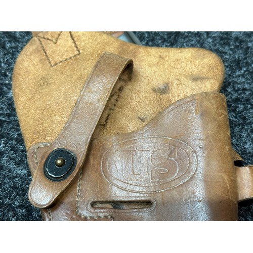 2182 - WW2 US Army .45 Colt M1911 Auto Brown Leather Shoulder Holster. Maker marked and dated 