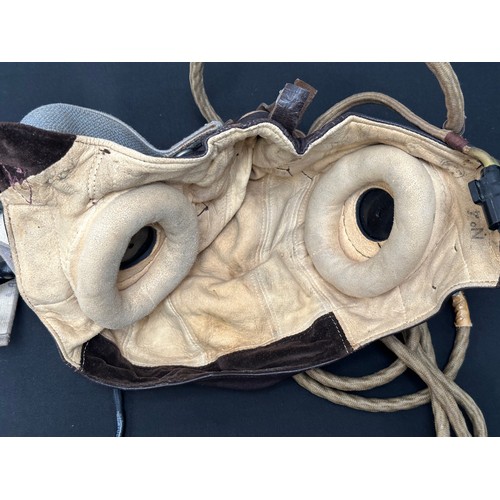 2186 - WW2 British RAF C Type Flying Helmet complete with AM marked headphones and wiring loom with  jack p... 