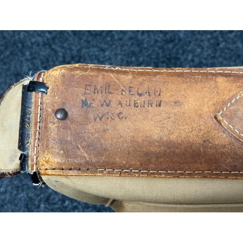 2192 - WW2 US Army Officers Suitcase. Named to Emil L Belau 36847777 and with artwork to both sides with in... 