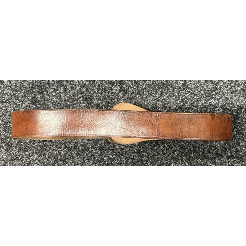 2194 - WW2 US Army Enlisted Man's Garrison Belt in brown leather. Removeable brass buckle. No markings or d... 