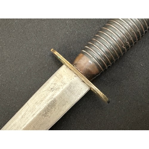 2204 - WW2 British Third Pattern FS Fighting Knife. Double edged blade 175mm in length. No makers mark. Bra... 