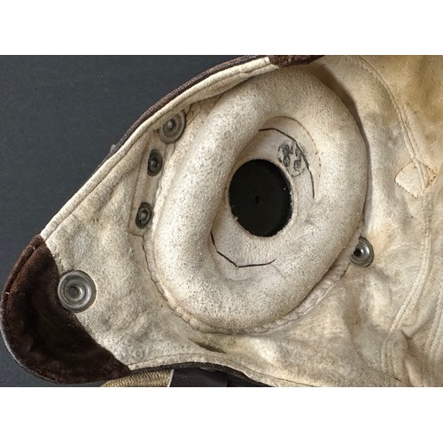 2208 - WW2 British RAF C Type Leather Flying Helmet with wiring loom and headsets. Plus a pair of MKVIII Fl... 