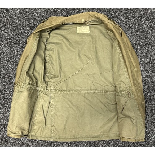 2222 - WW2 US Army Jacket Field M1943. With original label to neck and pocket. Size 36 R. Complete with hoo... 