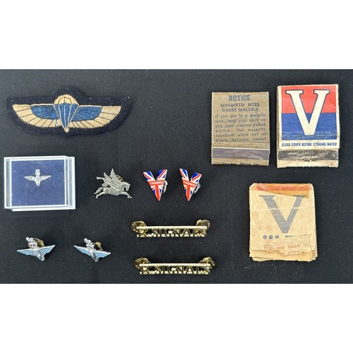 2241 - Mixed militaria to include: WW2 British Home Guard printed shoulder title, uniform removed: Denim BD... 