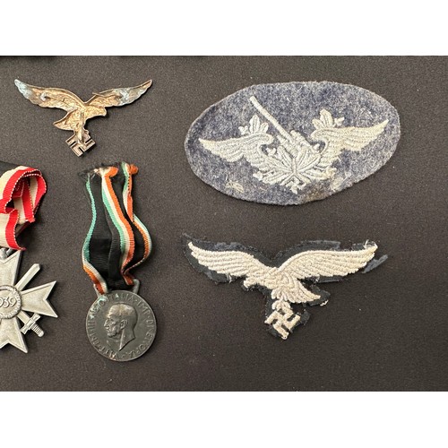 2254 - WW2 Third Reich uniform removed insignia to include: Pair of Zoll cap eagle plus wreath and cockades... 