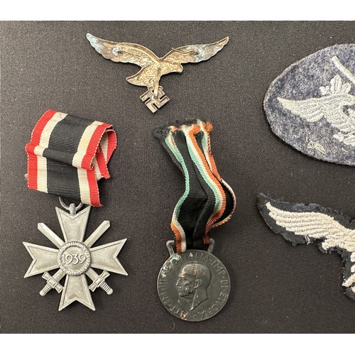 2254 - WW2 Third Reich uniform removed insignia to include: Pair of Zoll cap eagle plus wreath and cockades... 