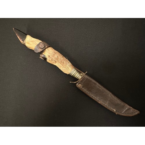 2284 - German Hunting Knife with single edged fullered blade 90mm in length. Maker marked 