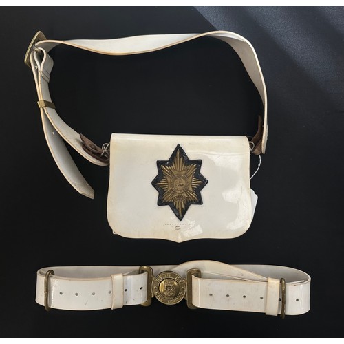 2294 - Worchestershire & Sherwood Foresters Belt,  Cross Belt and Satchel in white vinyl complete with regi... 