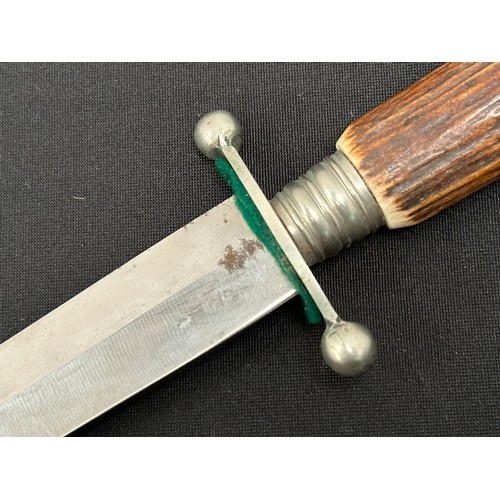 2298 - Hunting Knife with double edged blade 152mm in length with etched panel showing a Hunter with dog an... 