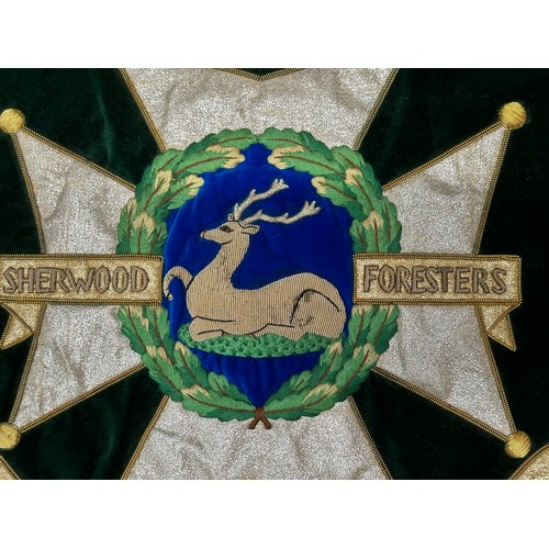 2299 - Pair of bullion wire embroideries one for Sherwood Foresters Notts & Derbys Regiment 45 -95. Green v... 